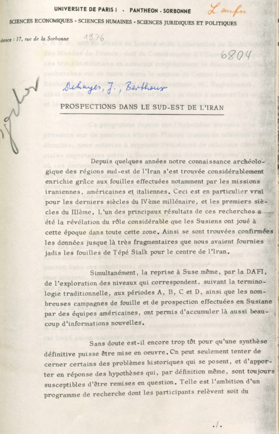 Prospections dans le sud-est de l'iran